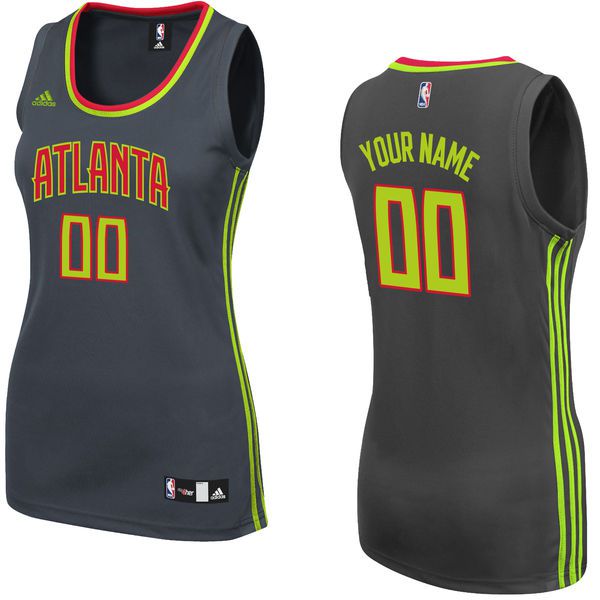 Women Atlanta Hawks Adidas Black Custom Replica Road NBA Jersey->customized nba jersey->Custom Jersey